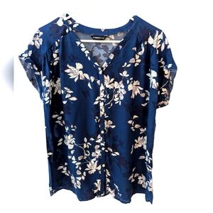 LC Waikiki Floral Blue Women's Top Cotton Size L